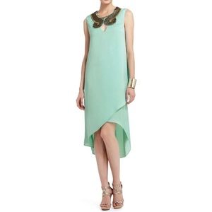 BCBGMAXAZRIA Green and Bronze Beaded Nellie Dress